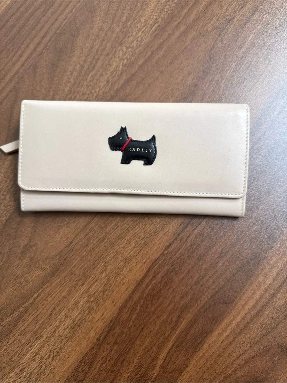 RADLEY LONDON Cream Wallet with Black Scottie and Red Collar Accent